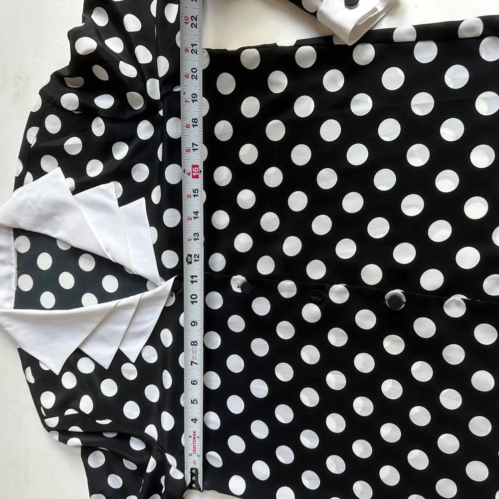 Vintage Black White Polka Dot Button Down Blouse - Picture 5 of 6